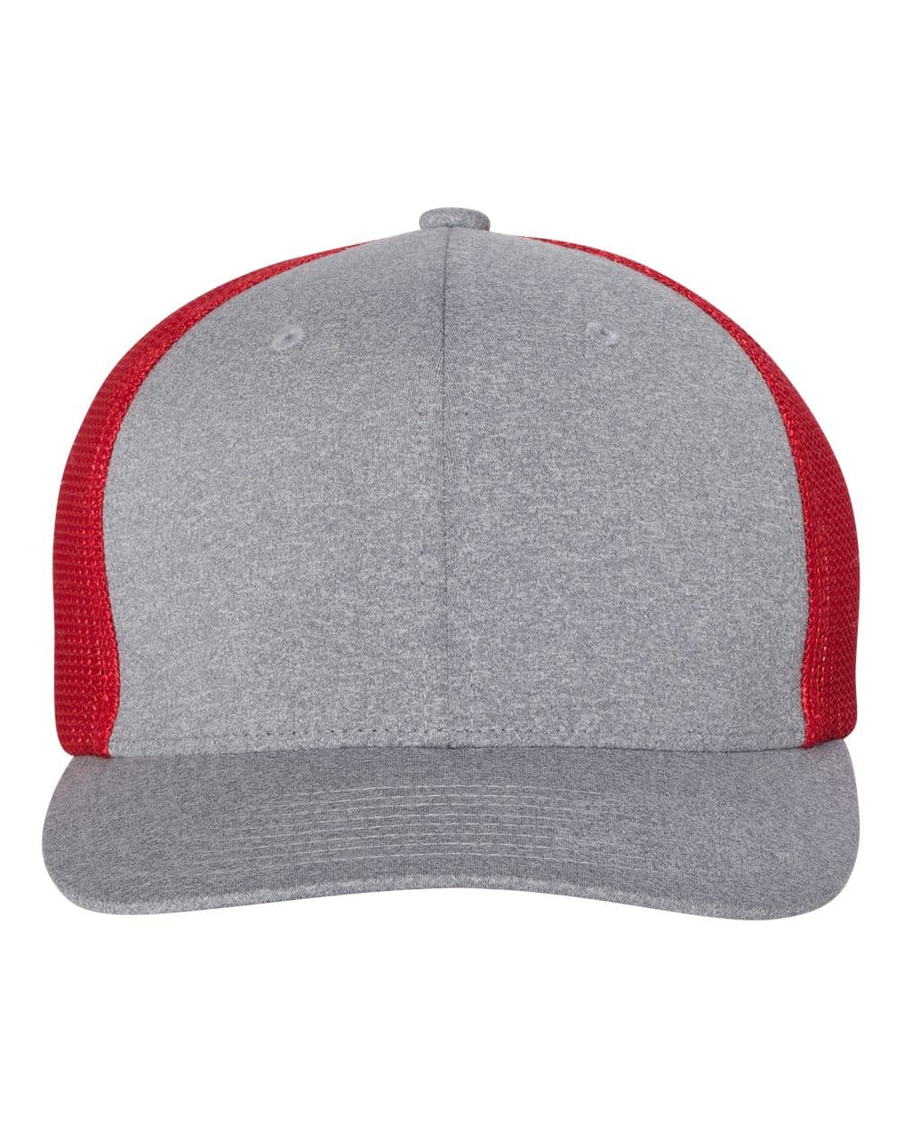 Flexfit 6311 Mélange Trucker Cap — Heather Grey/ Red