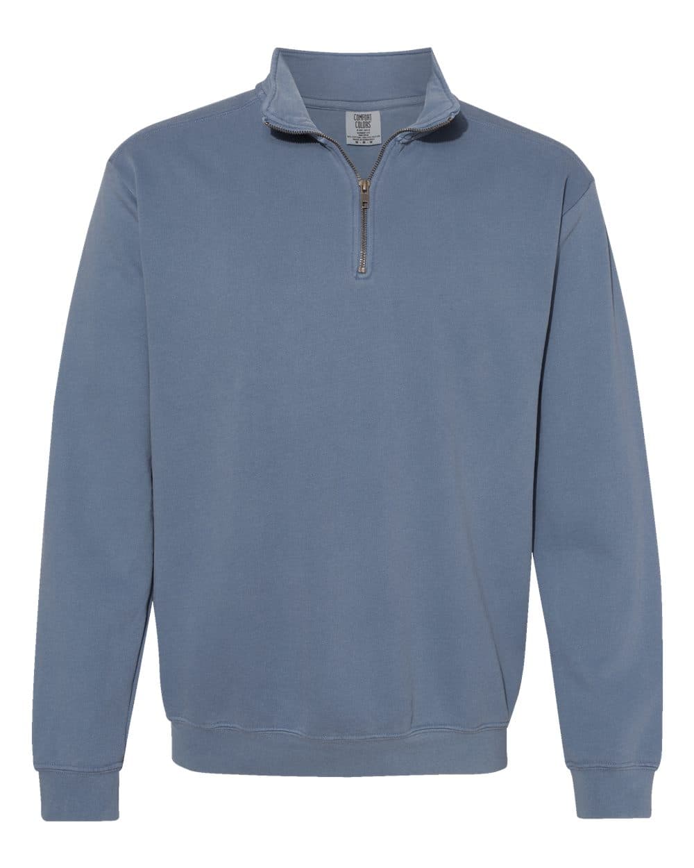 Comfort Colors 1580 Unisex Garment-Dyed Quarter-Zip Sweatshirt — Blue Jean