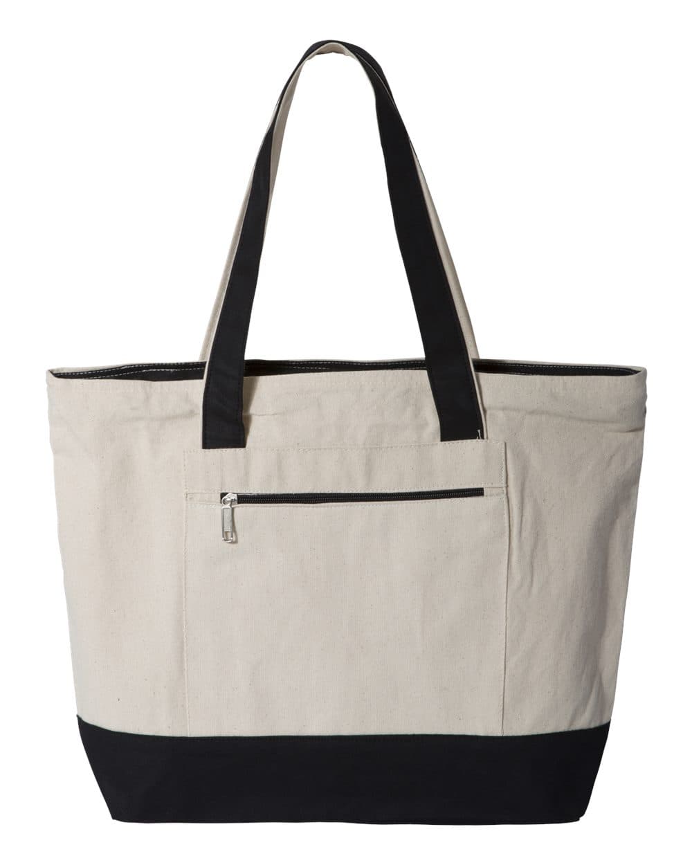 Q-Tees Q1300 19L Zippered Tote — Natural/ Black