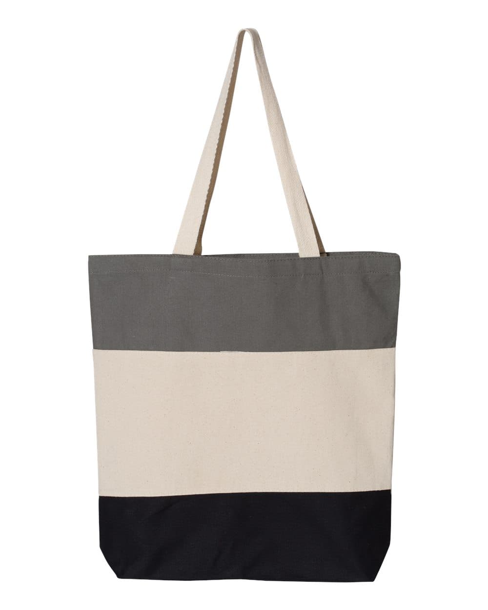 Q-Tees Q125900 11L Tri-Color Tote — Black/ Natural/ Light Grey