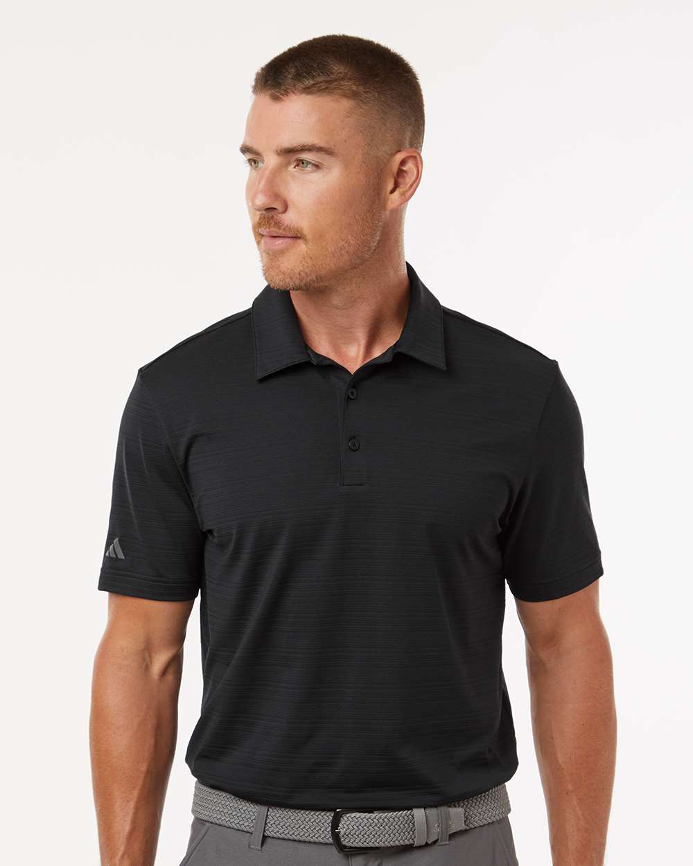 Adidas A704 Men’s Textured Stripe Polo — Black