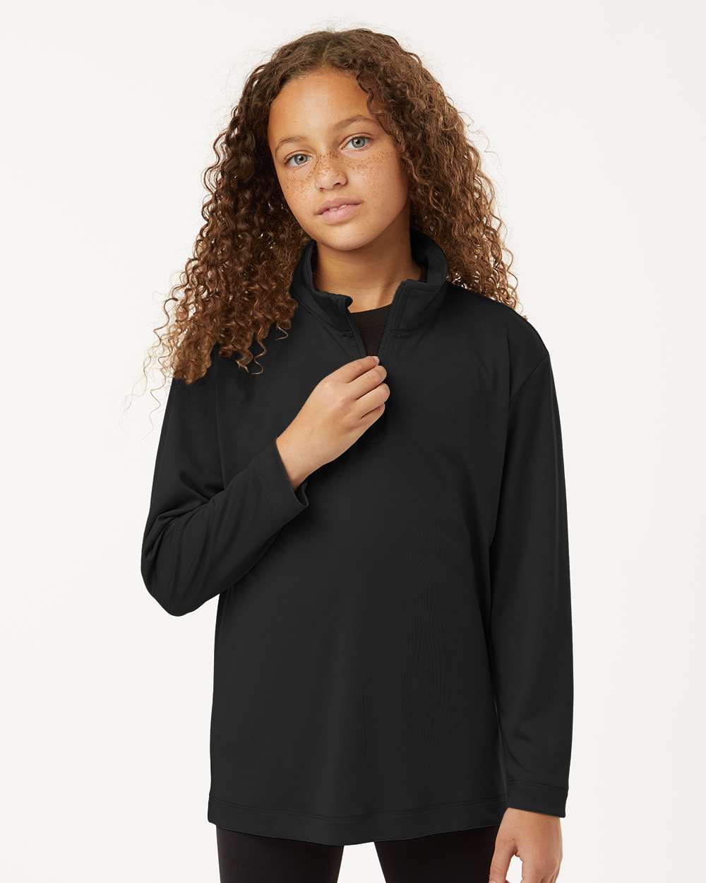 AllPro 41870Y Youth Pro-Lock Performance Quarter-Zip Pullover — Black