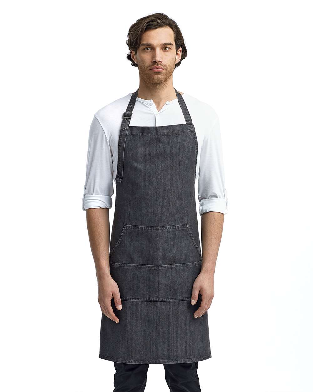 Artisan Collection by Reprime RP126 Jeans Stitch Denim Bib Apron — Black Denim