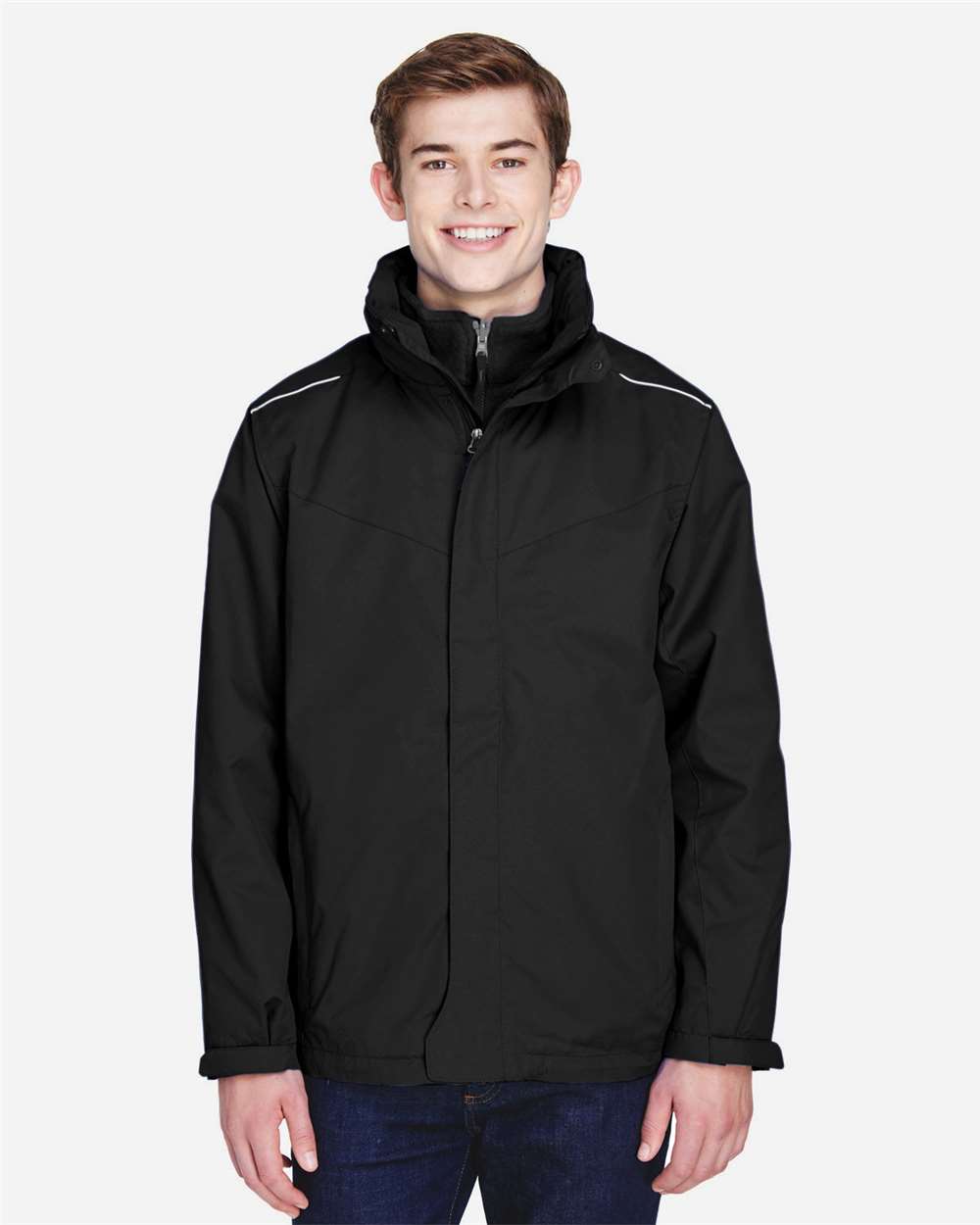 CORE365 88205 Men’s Region 3-in-1 Jacket with Fleece Liner — Black