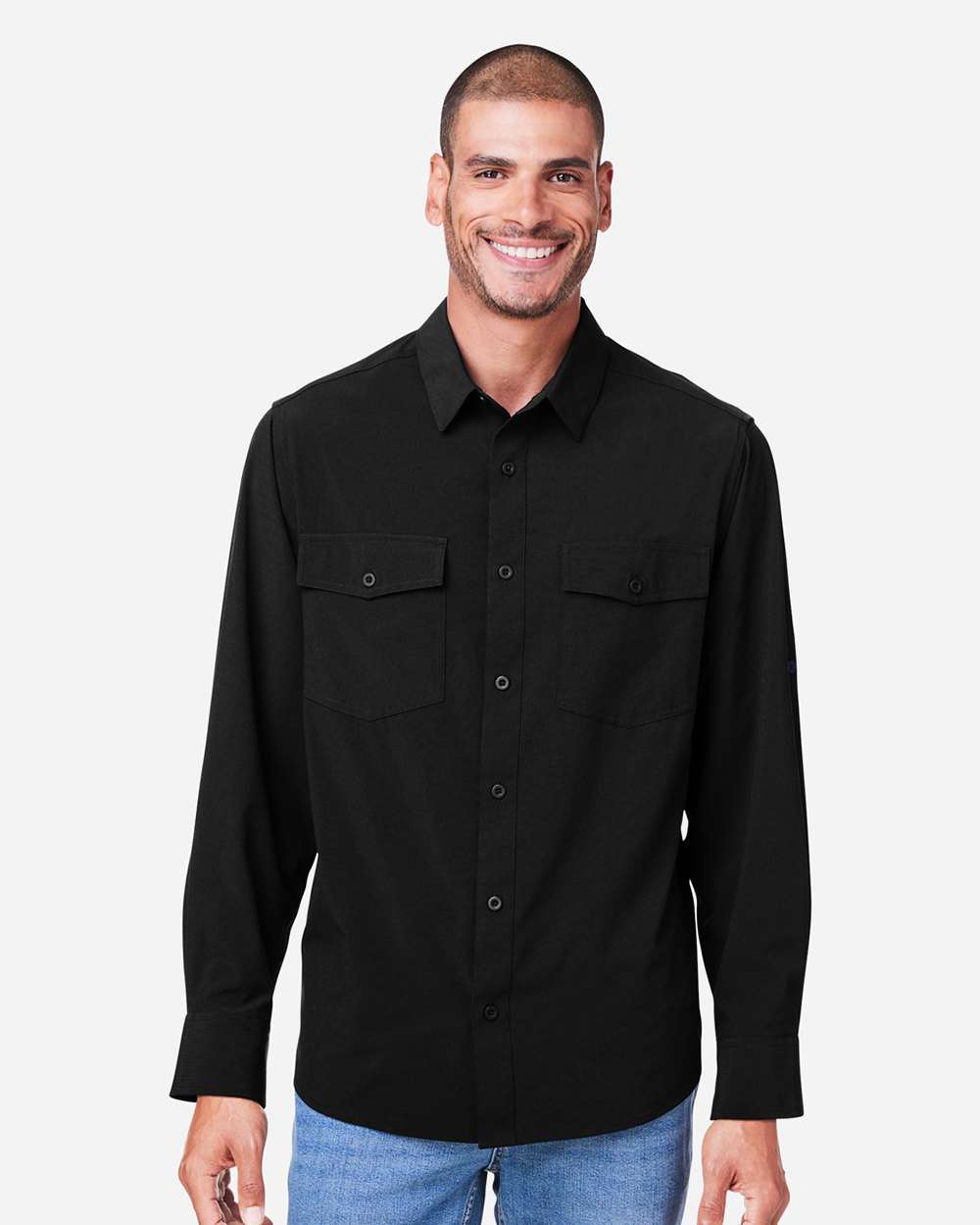 CORE365 CE510L Men’s Ultra UVP® Marina Shirt — Black