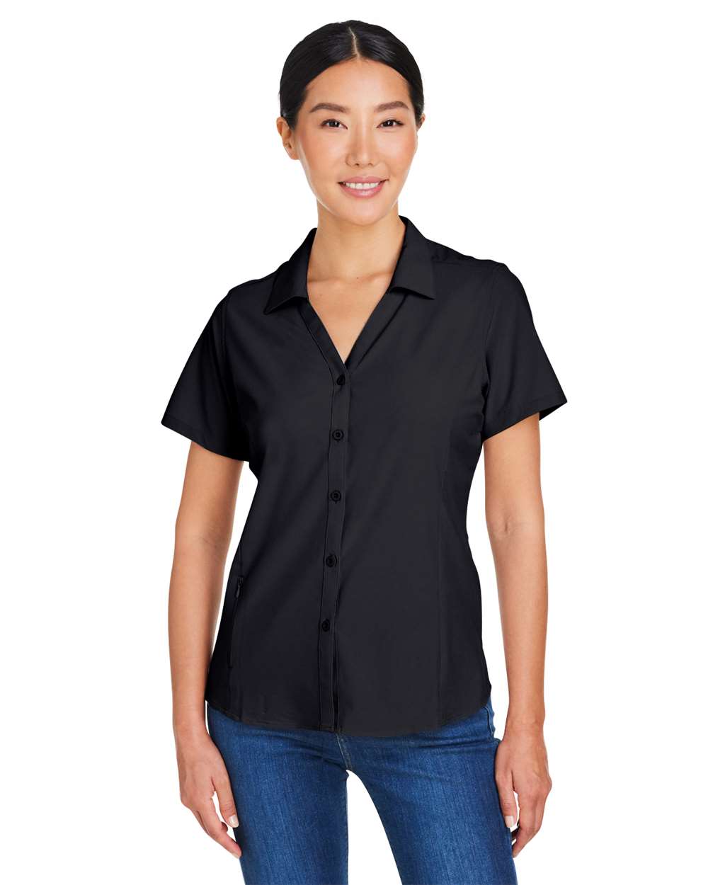 CORE365 CE510W Women’s Ultra UVP® Marina Shirt — Black