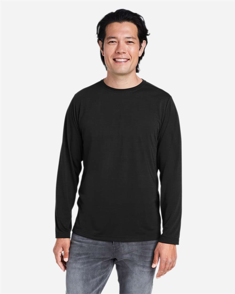 CORE365 CE111L Unisex Fusion ChromaSoft™ Performance Long Sleeve T-Shirt — Black