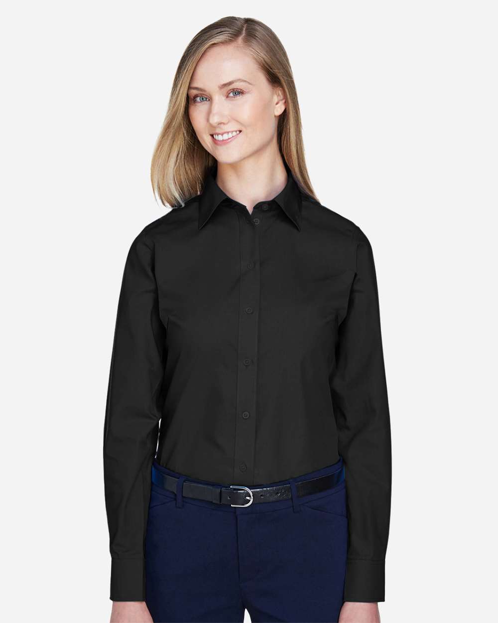 Devon & Jones D620W Women’s Crown Collection® Broadcloth Woven Dress Shirt — Black