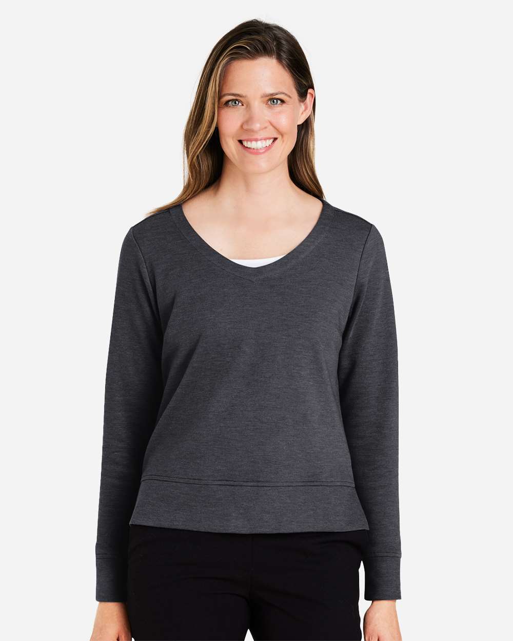 Devon & Jones DG482W Women’s New Classics® Charleston Pullover — Black Melange
