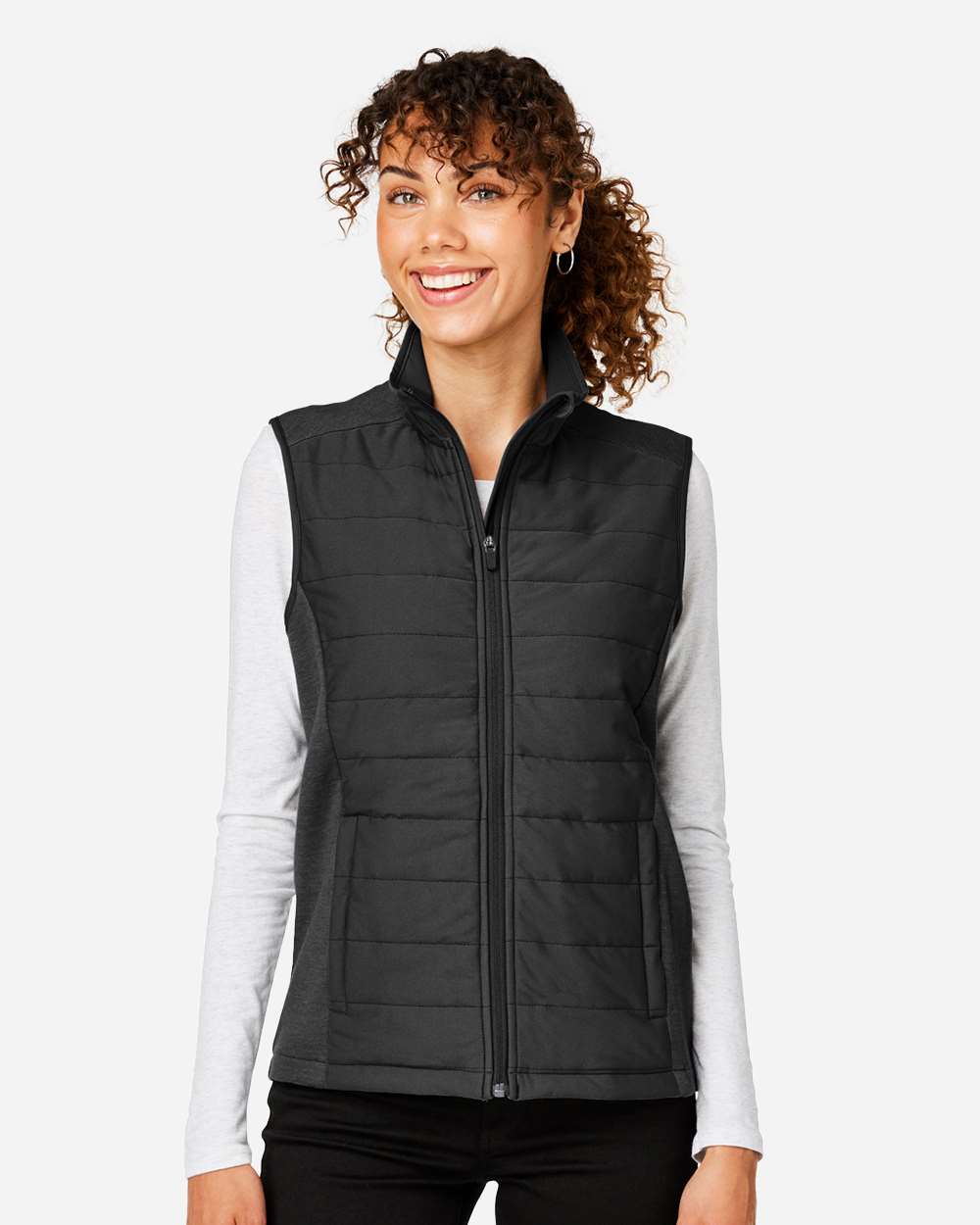 Devon & Jones DG706W Women’s New Classics® Charleston Hybrid Vest — Black/ Melange Black