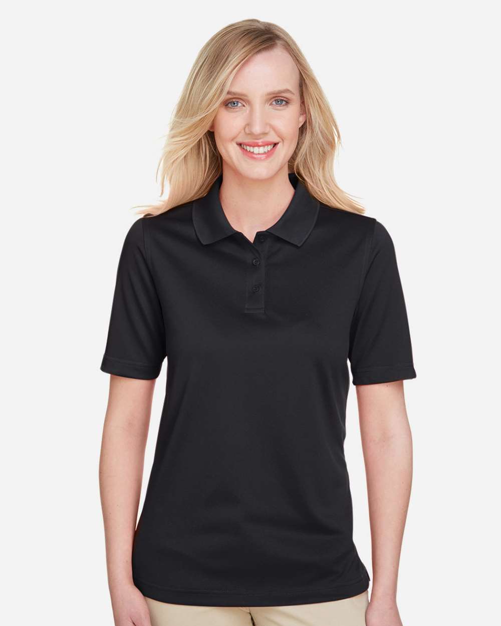 Harriton M348W Women’s Advantage Snag Protection Plus Polo — Black
