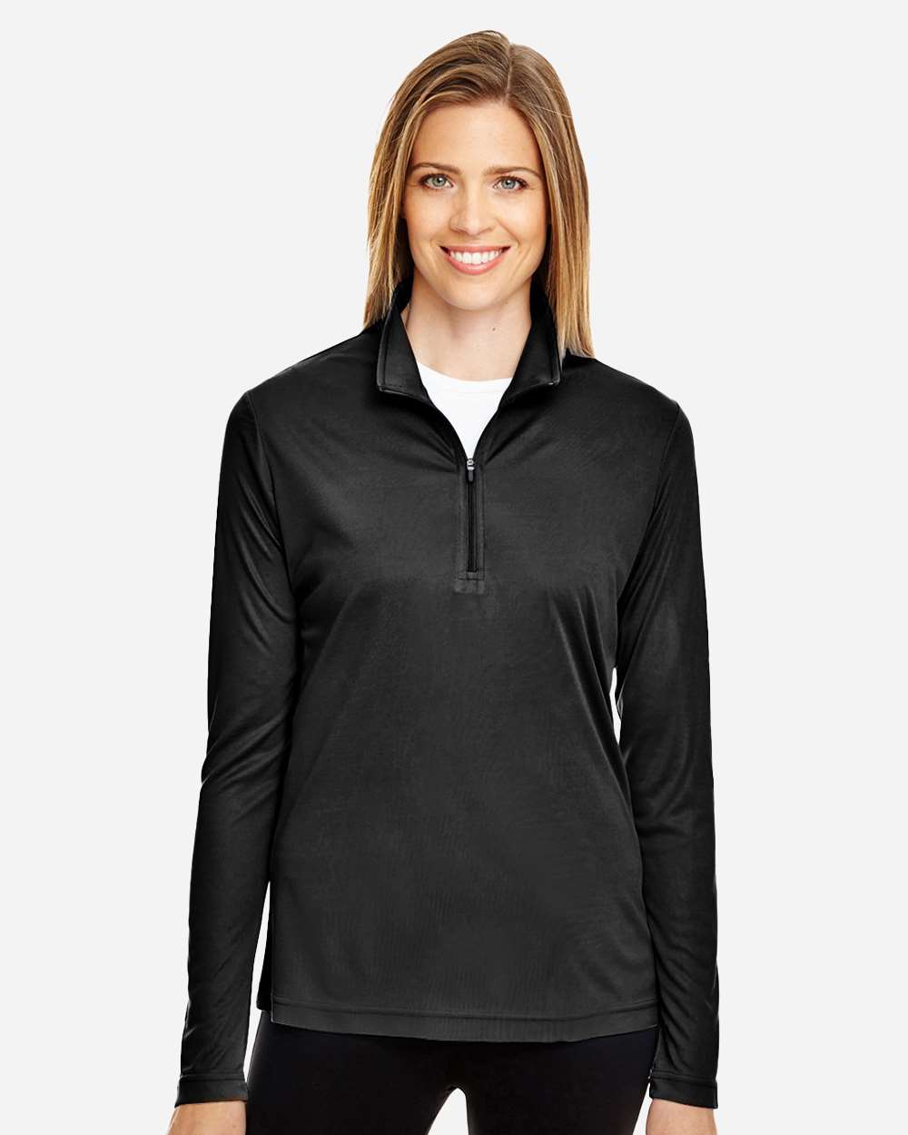 Team 365 TT31W Women’s Zone Performance Quarter-Zip Pullover — Black