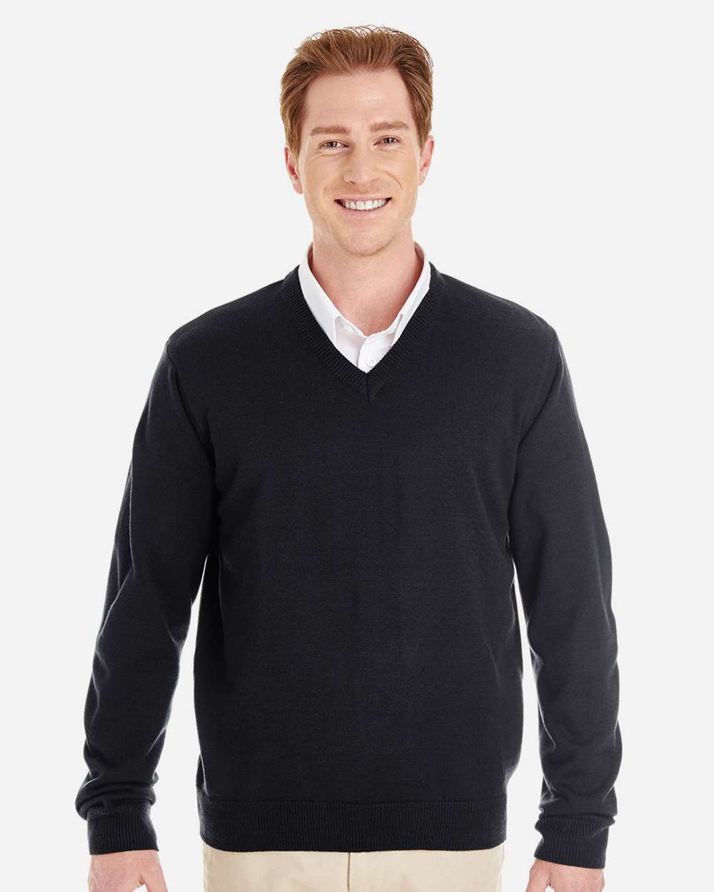 Harriton M420 Men’s Pilbloc™ V-Neck Sweater — Black