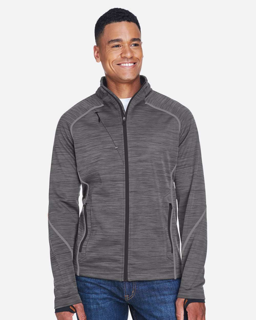 North End 88697 Men’s Flux Mélange Bonded Fleece Jacket — Carbon/ Black
