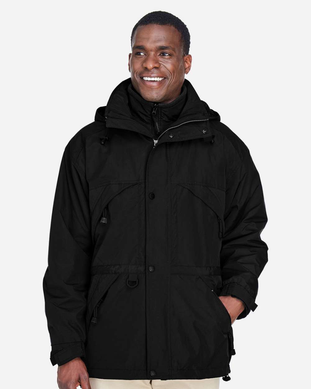 North End 88007 Men’s 3-in-1 Parka with Dobby Trim — Black