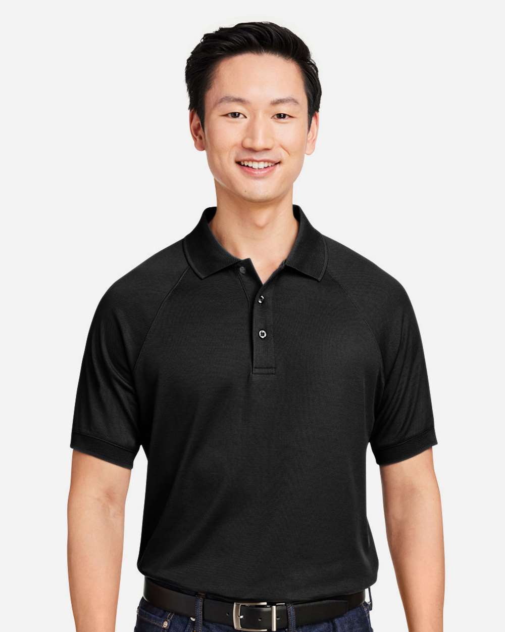 Harriton M208 Men’s Charge Snag and Soil Protect Polo — Black