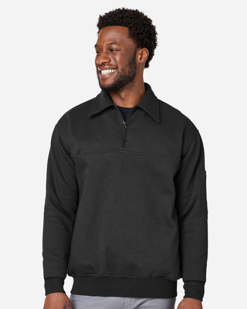 Harriton M712 Unisex ClimaBloc™ Heavyweight Tactical Quarter-Zip Pullover — Black