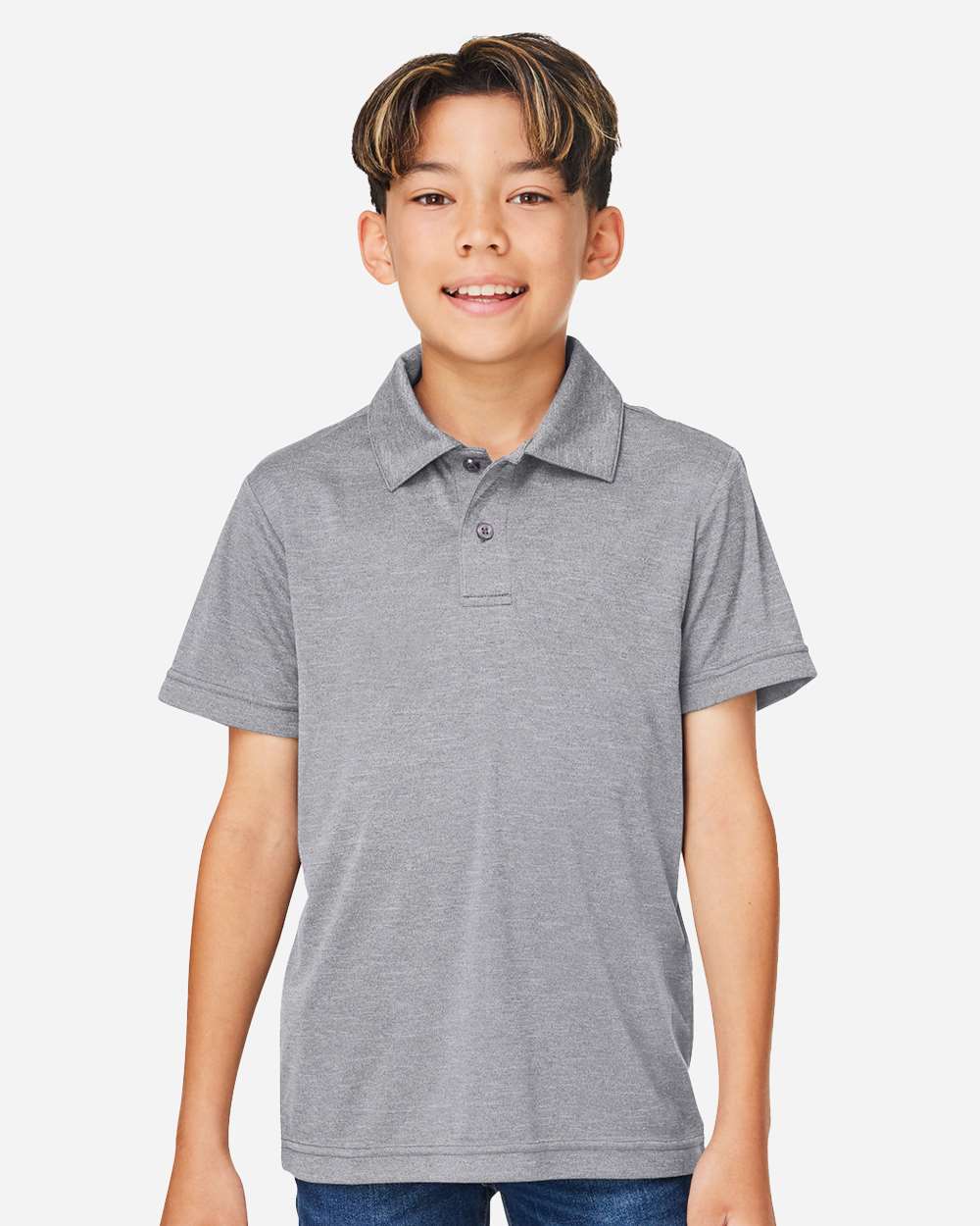 Team 365 TT51HY Youth Zone Sonic Heather Performance Polo — Athletic Heather