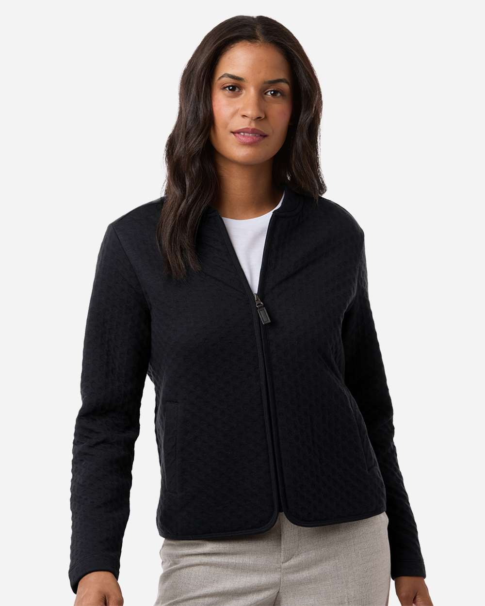 Devon & Jones DG740W Women’s Berkeley Textured Full-Zip Jacket — Black