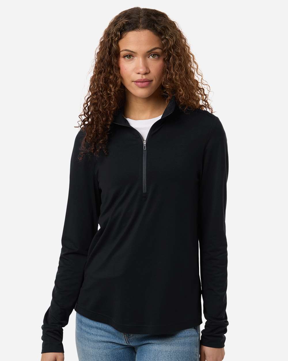North End NE405W Women’s JAQ Stretch Performance Quarter-Zip — Black/ Carbon