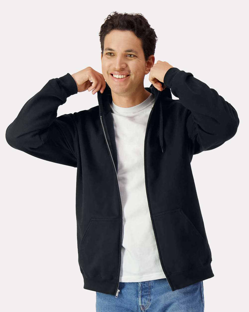 Gildan SF600 Unisex Softstyle® Full-Zip Hooded Sweatshirt — Black