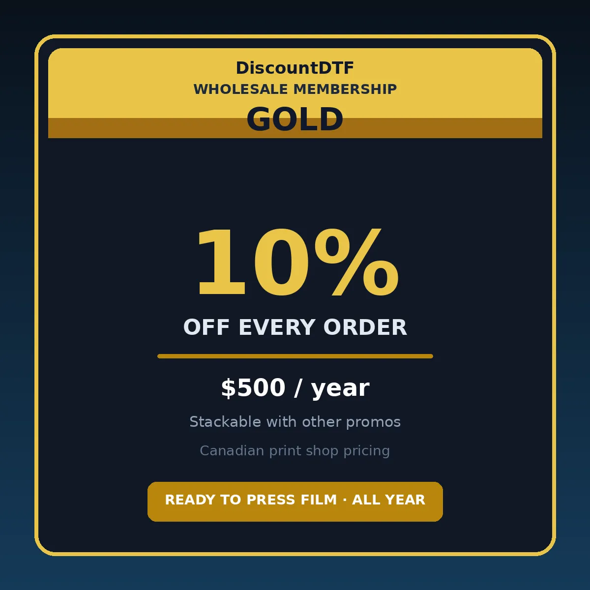 Gold Membership — 10% off every order