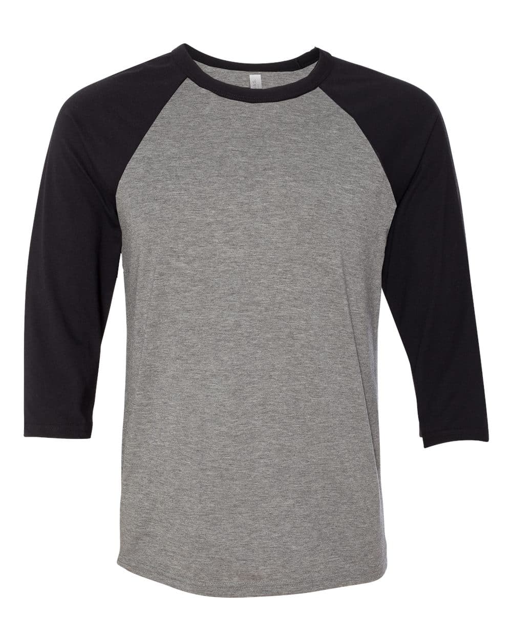 BELLA + CANVAS 3200 Unisex Three-Quarter Sleeve Baseball Tee — Deep Heather/ Black