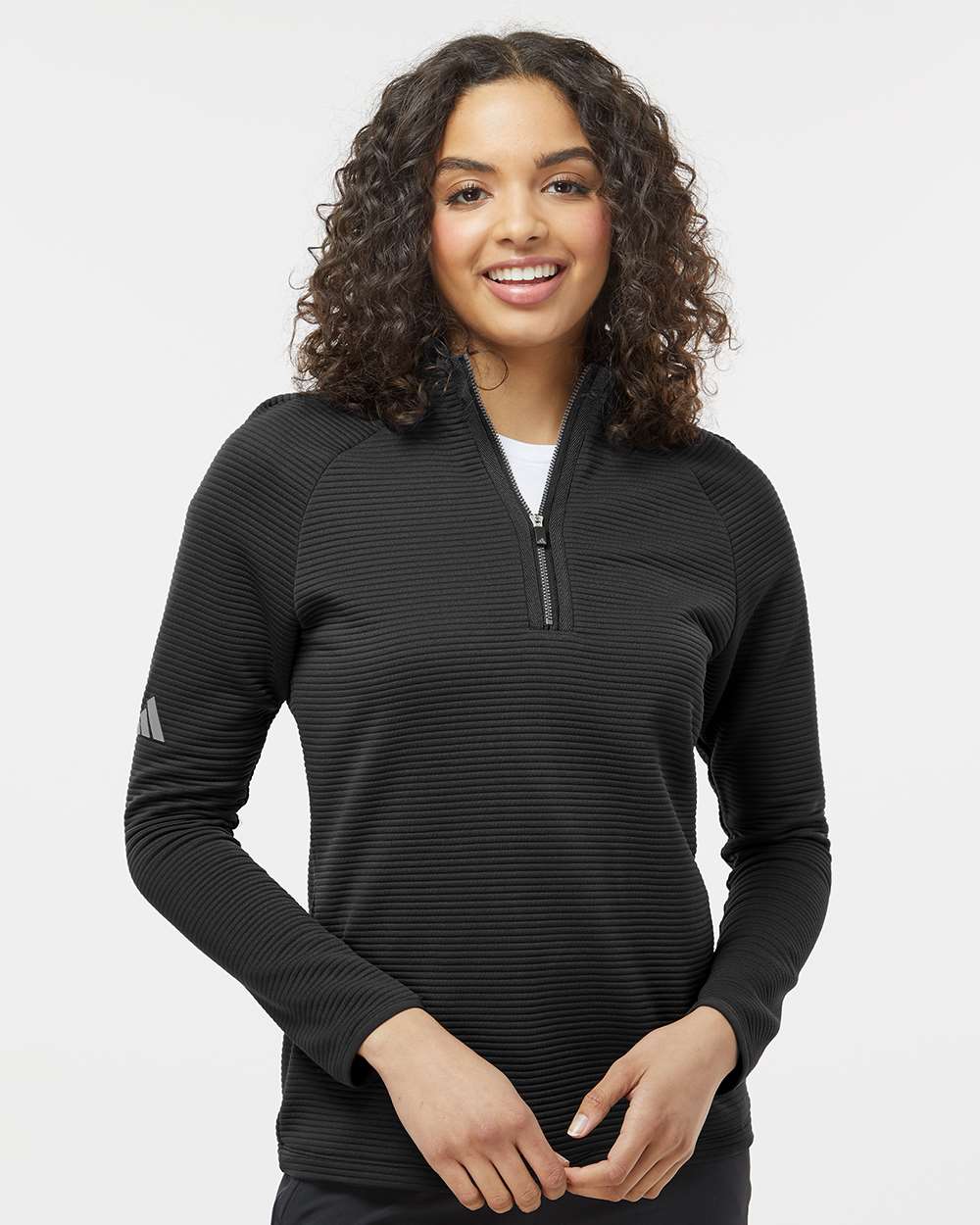 Adidas A589 Women’s Spacer Quarter-Zip Pullover — Black