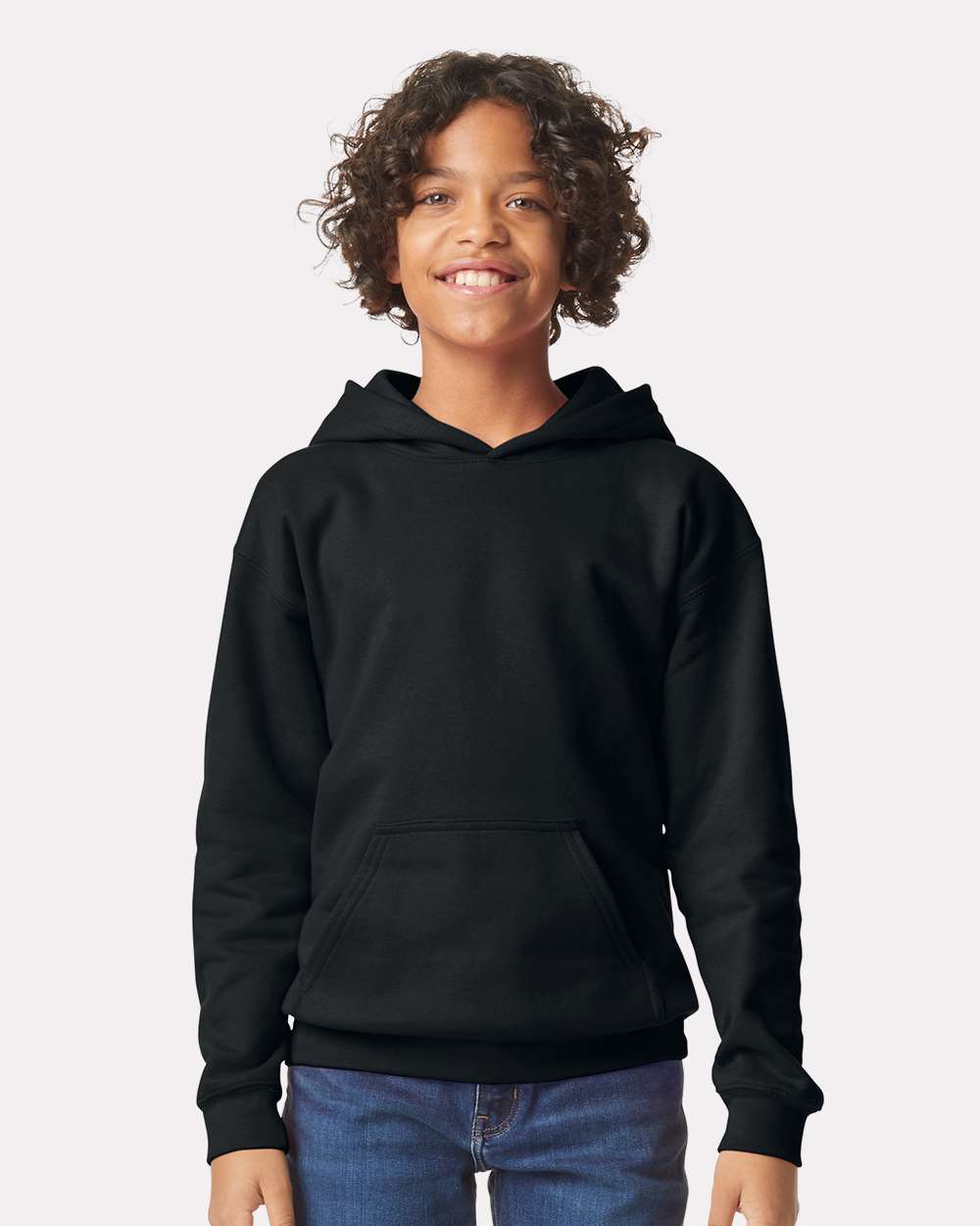 Gildan SF500B Youth Softstyle® Midweight Hooded Sweatshirt — Black