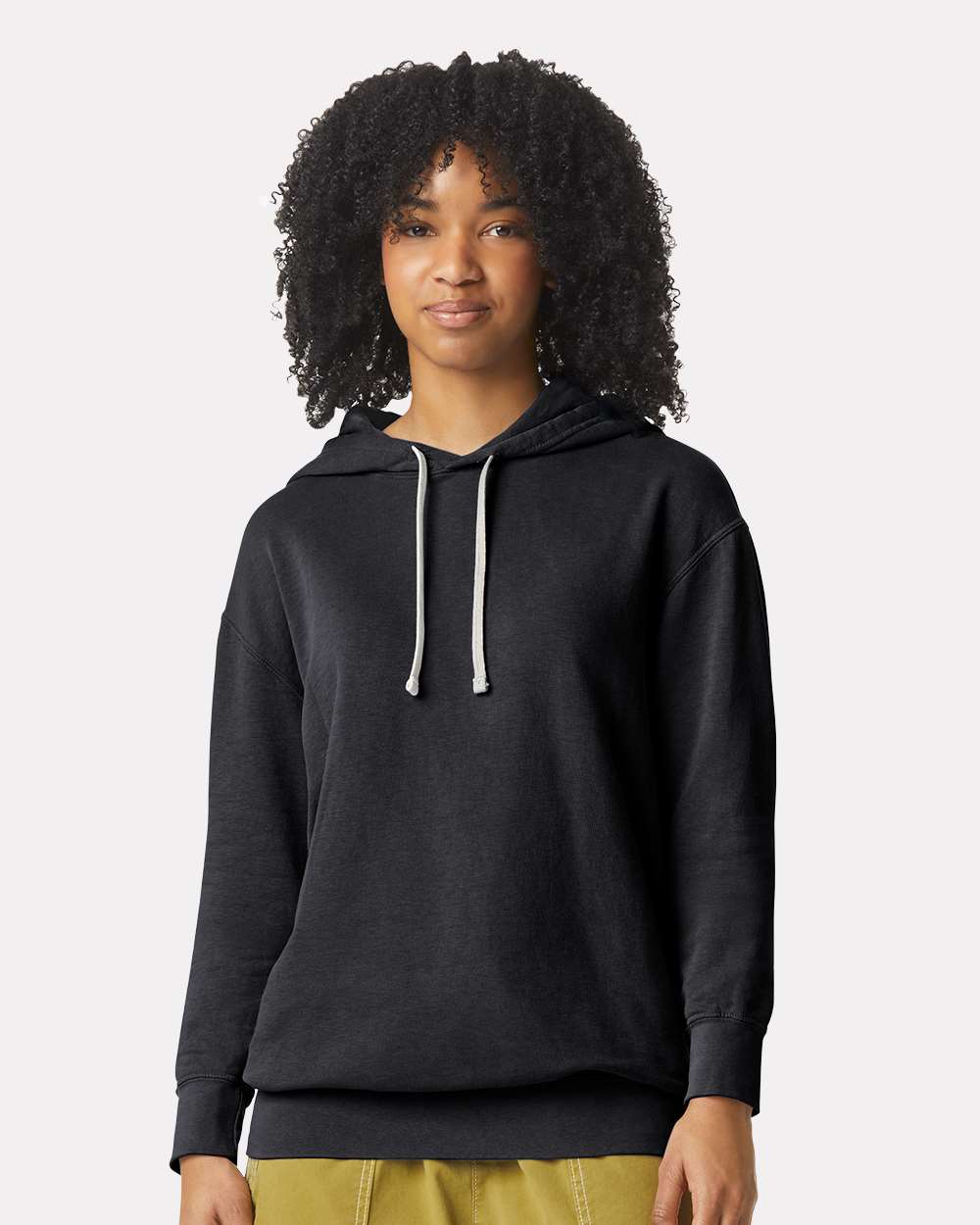 Comfort Colors 1467 Unisex Garment-Dyed Lightweight Hooded Sweatshirt — Black