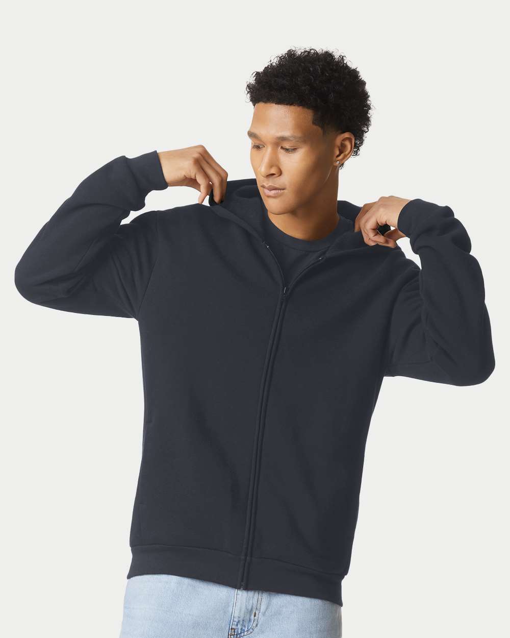 American Apparel RF497 Unisex ReFlex Fleece Full-Zip Hoodie Sweatshirt — Black