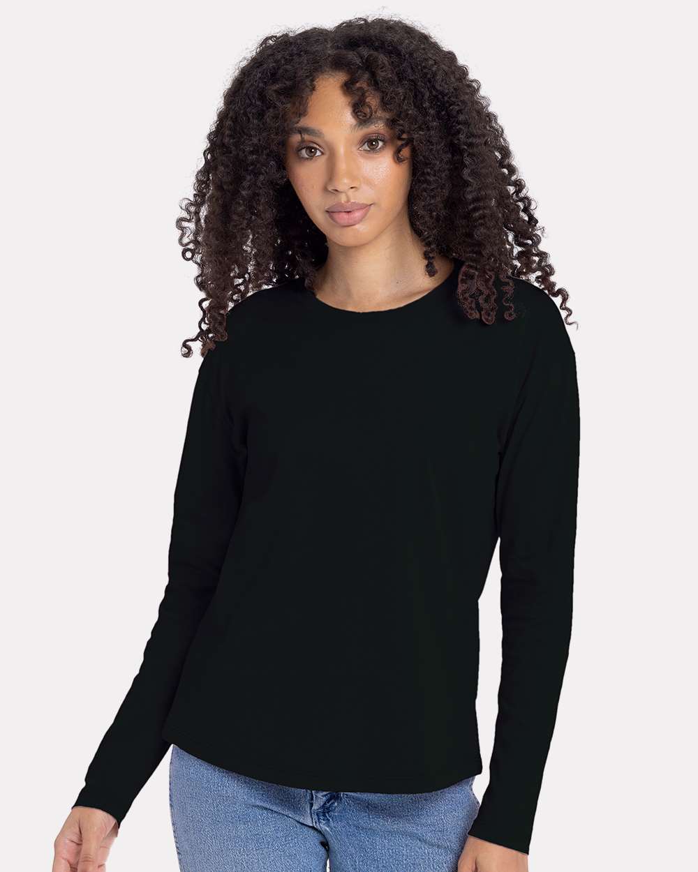 Next Level 3911 Women’s Cotton Relaxed Long Sleeve T-Shirt — Black