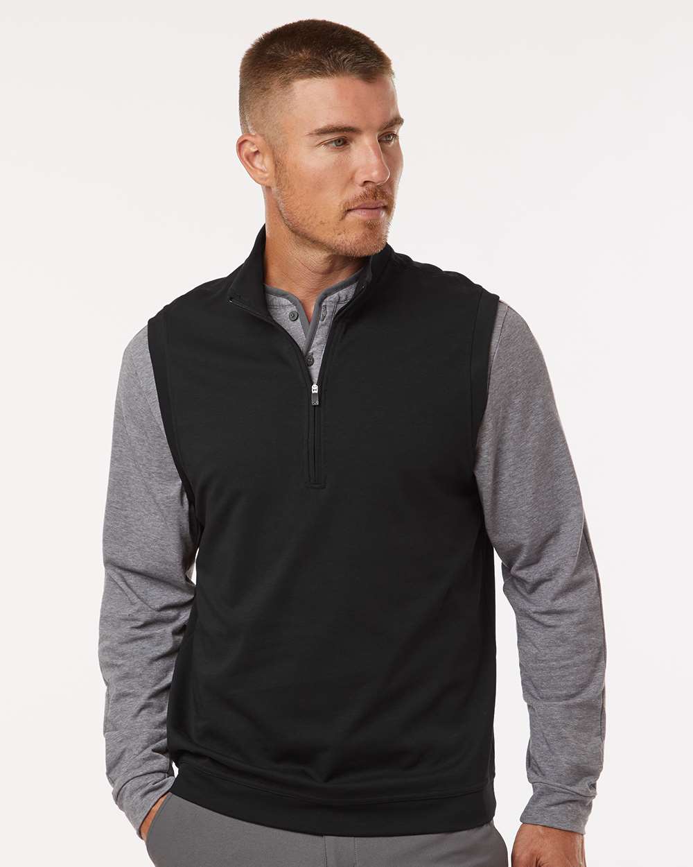 Adidas A599 Men’s Club Quarter-Zip Vest — Black