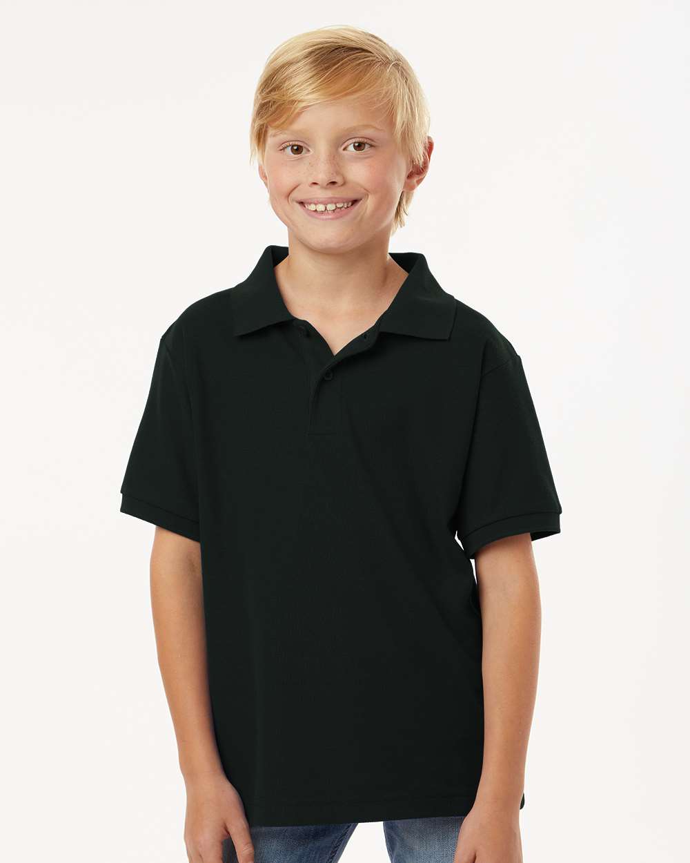 AllPro 62800Y Youth Pique Polo — Black