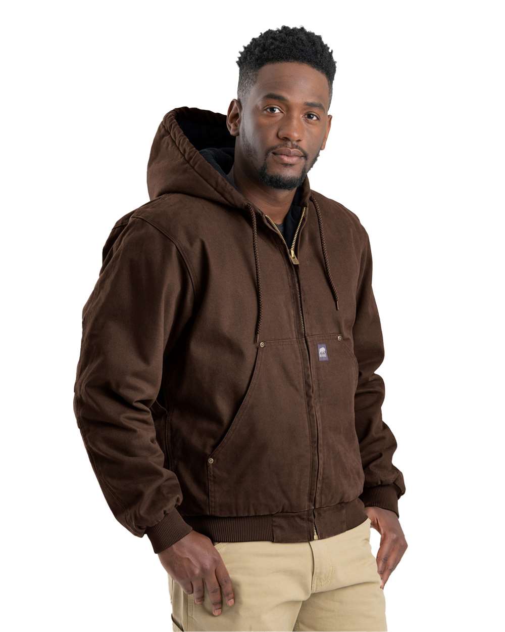 Berne Apparel HJ375 Men’s Heartland Washed Cotton Duck Hooded Jacket — Bark