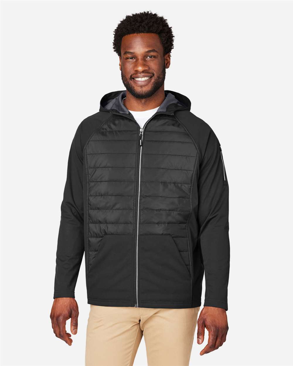 CORE365 CE808 Unisex Techno Lite Hybrid Hooded Jacket — Black