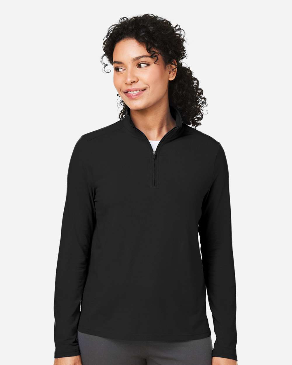 Devon & Jones DG425W Women’s Raleigh Stretch Quarter-Zip Pullover — Black
