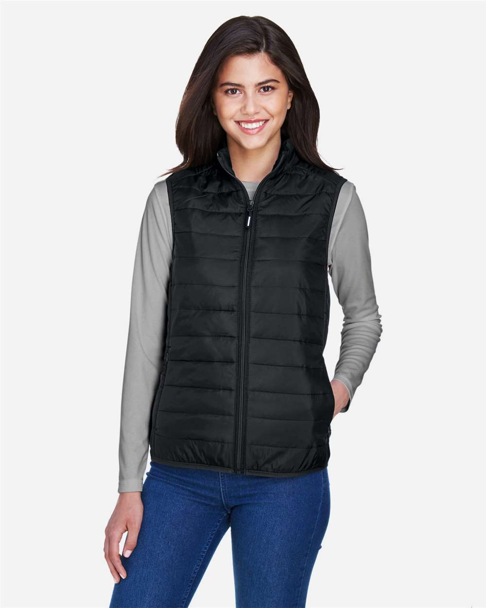 CORE365 CE702W Women’s Prevail Packable Puffer Vest — Black