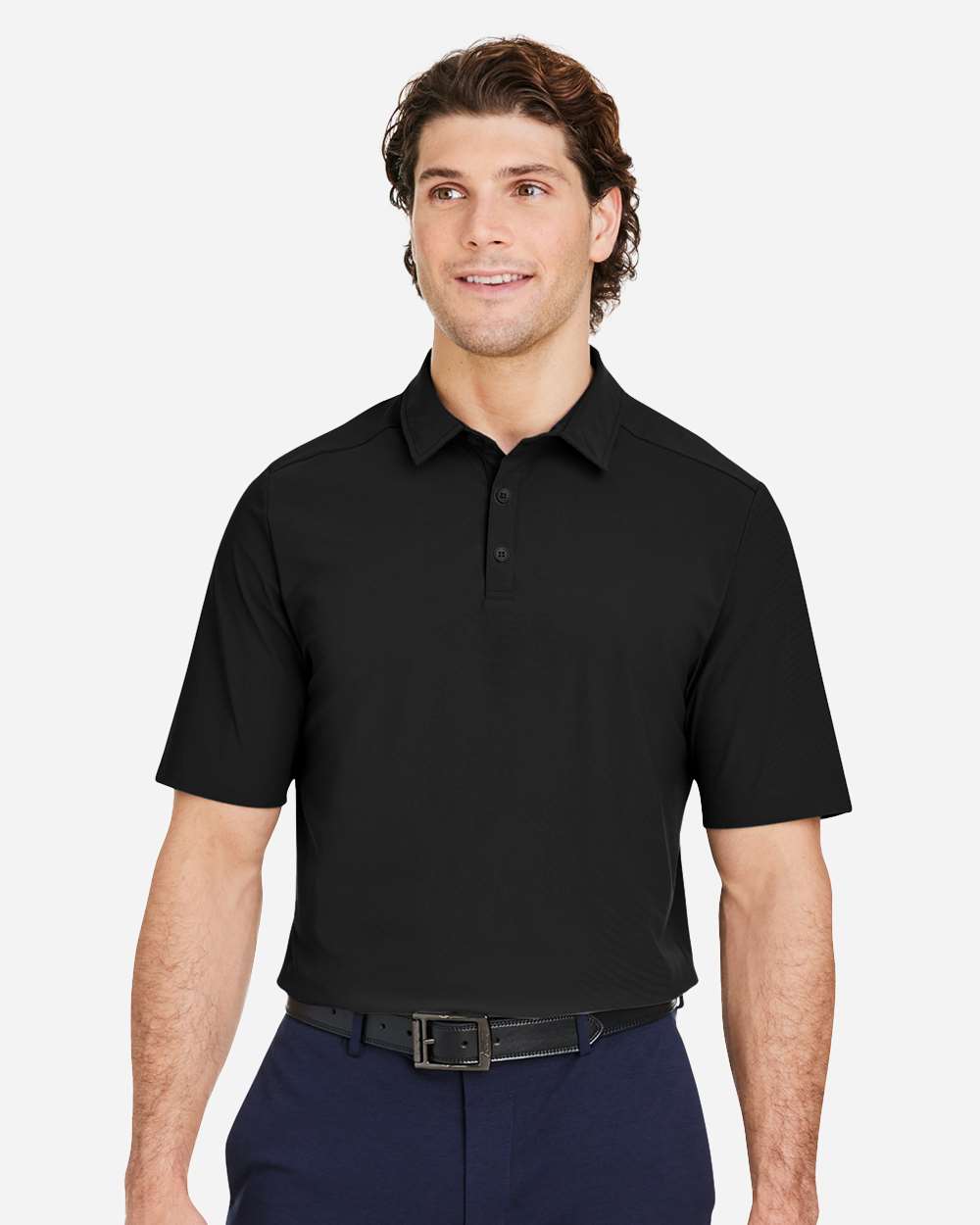 Devon & Jones DG110 Men’s CrownLux Performance® Windsor Welded Polo — Black
