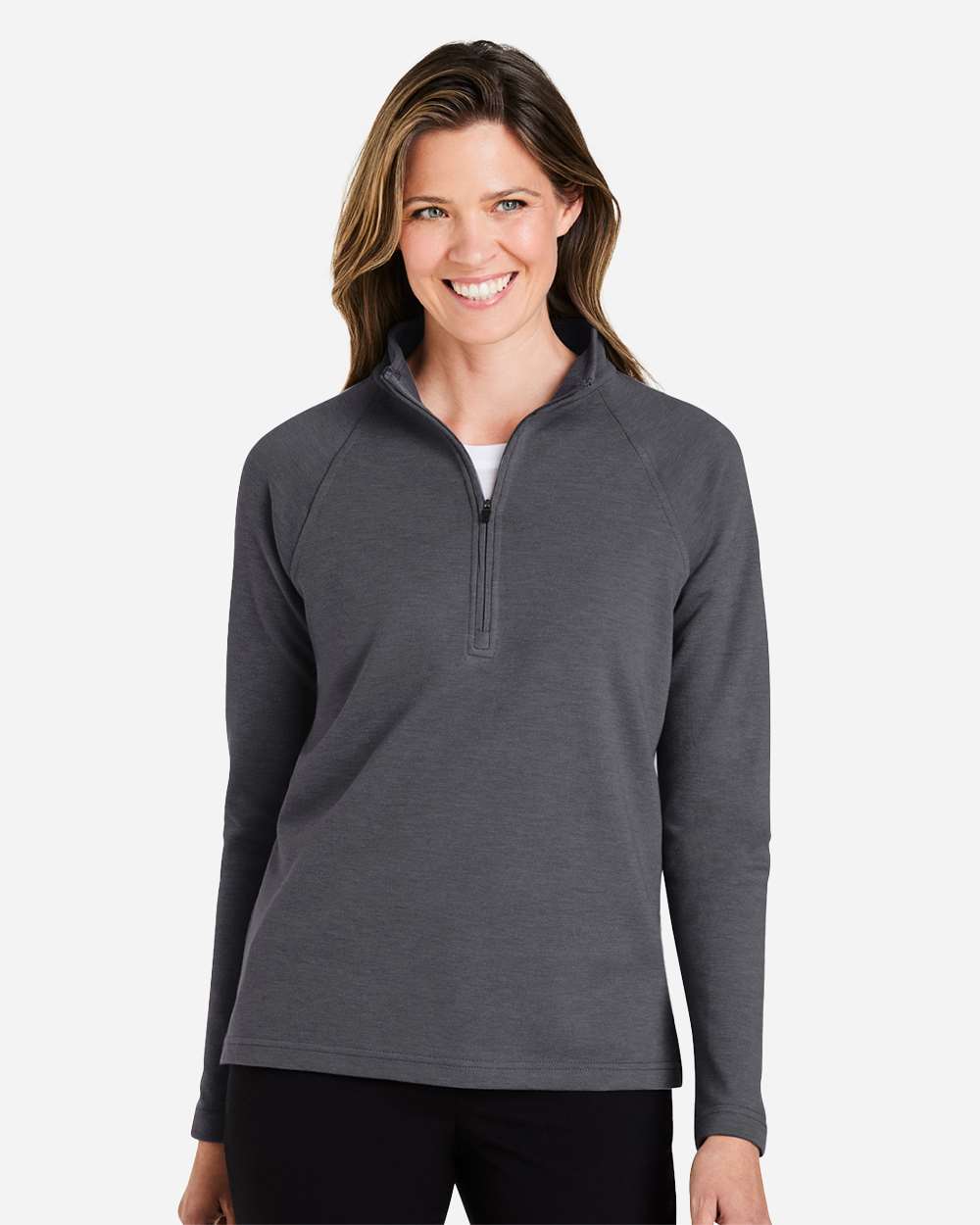Devon & Jones DG481WZ Women’s New Classics® Charleston Quarter-Zip Pullover — Black Melange