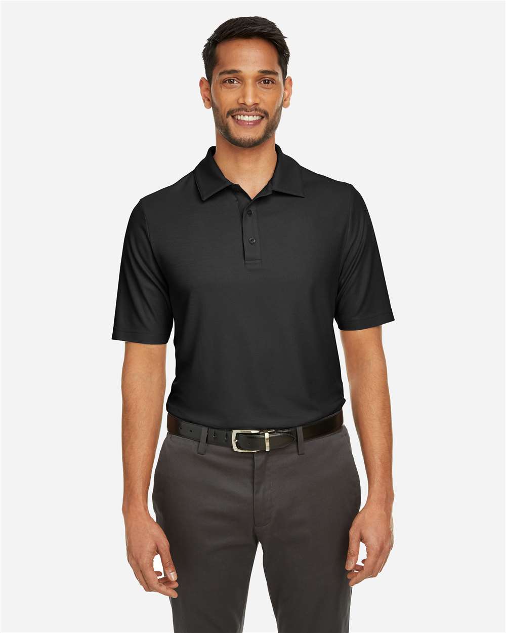 CORE365 CE112T Men’s Tall Fusion ChromaSoft™ Pique Polo — Black