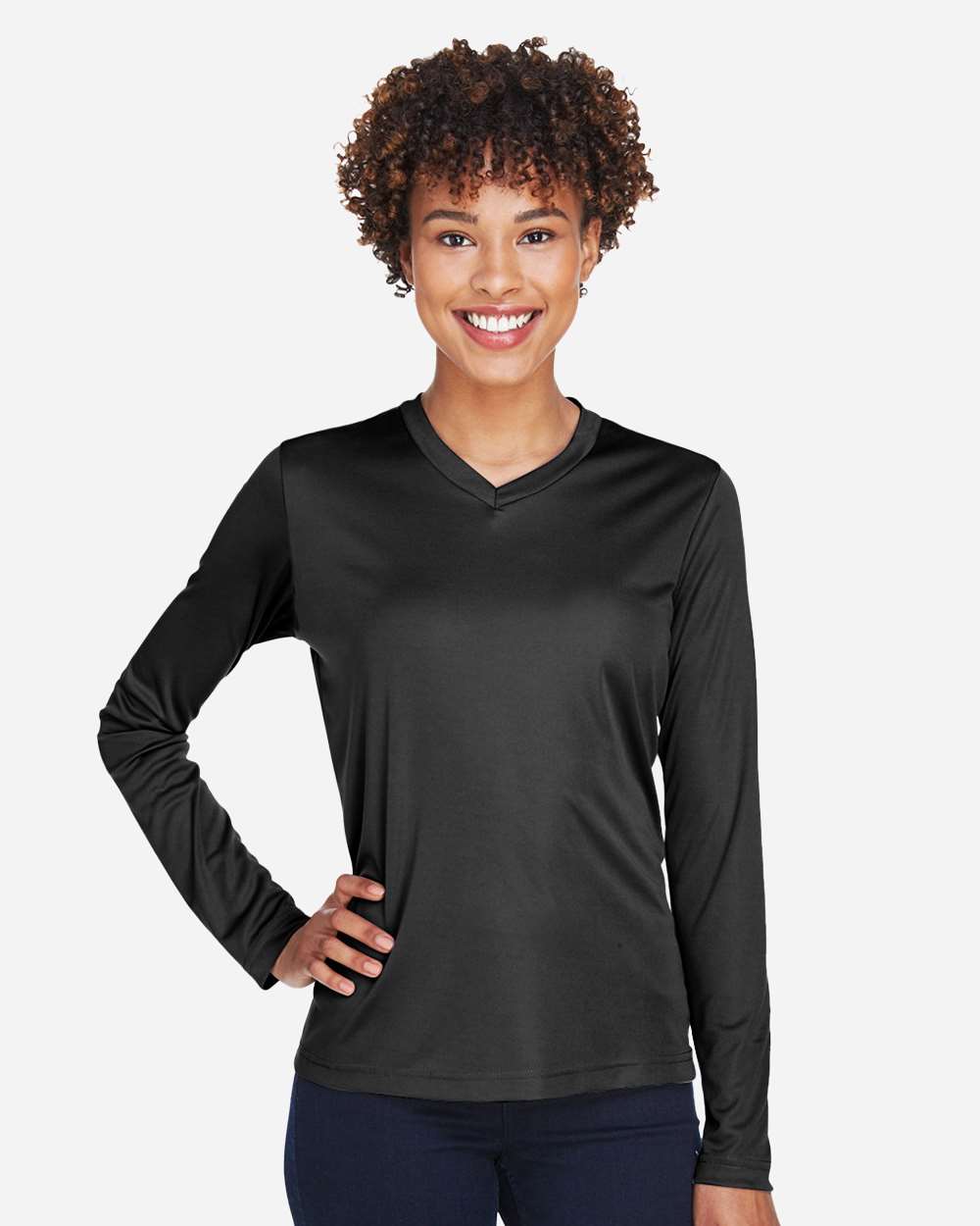 Team 365 TT11WL Women’s Zone Performance Long Sleeve T-Shirt — Black