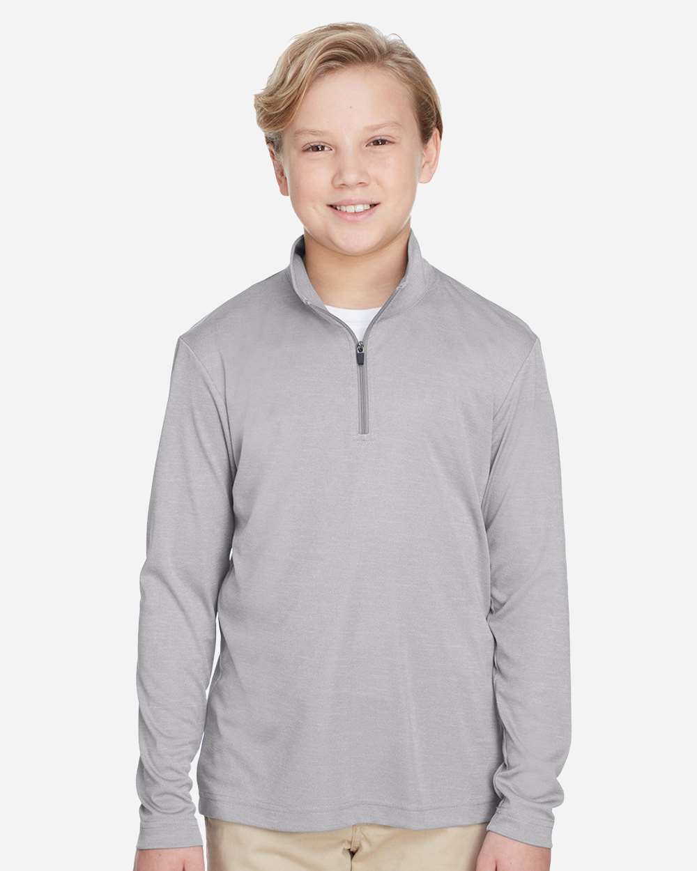 Team 365 TT31HY Youth Zone Sonic Heather Performance Quarter-Zip Pullover — Athletic Heather