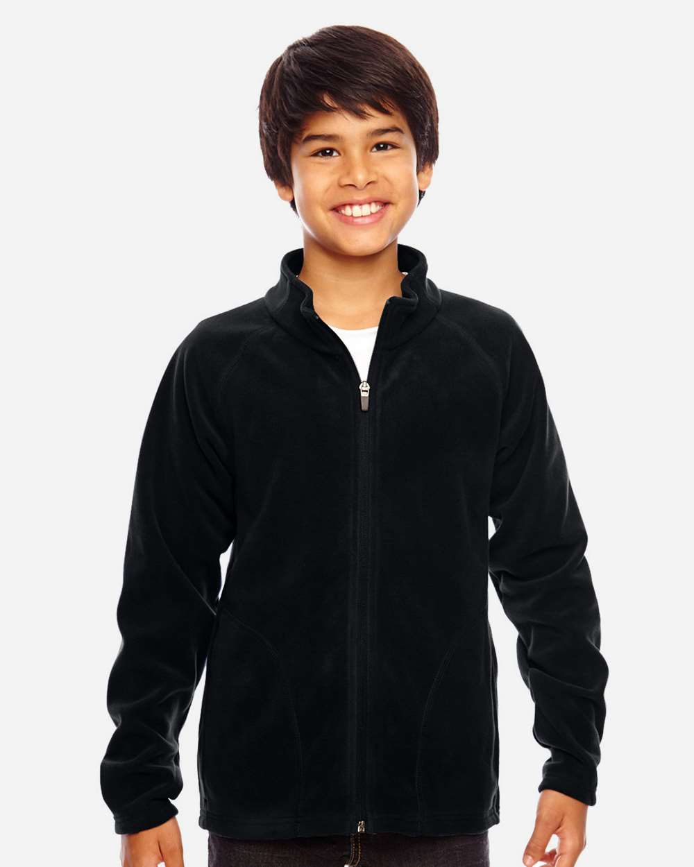 Team 365 TT90Y Youth Campus Microfleece Jacket — Black