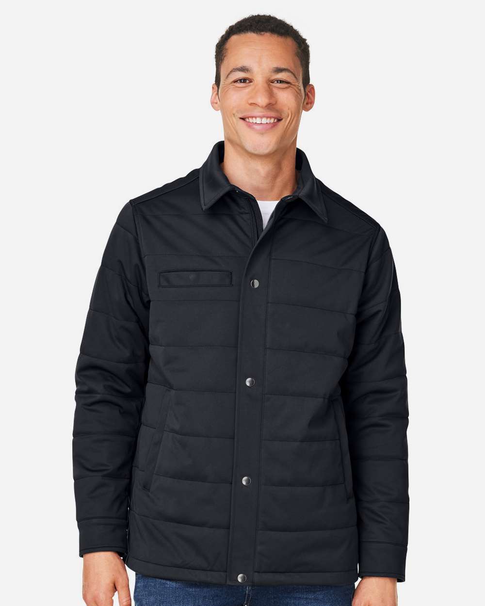 Harriton M821 Unisex Guardian Soft Shell Chore Coat — Black