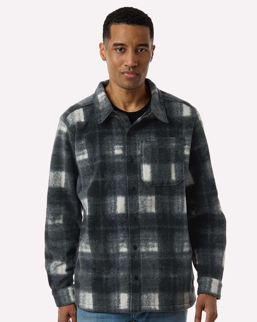 Columbia 209769 Men’s Steens Mountain™ Printed Shirt Jacket II — Chalk Omblur
