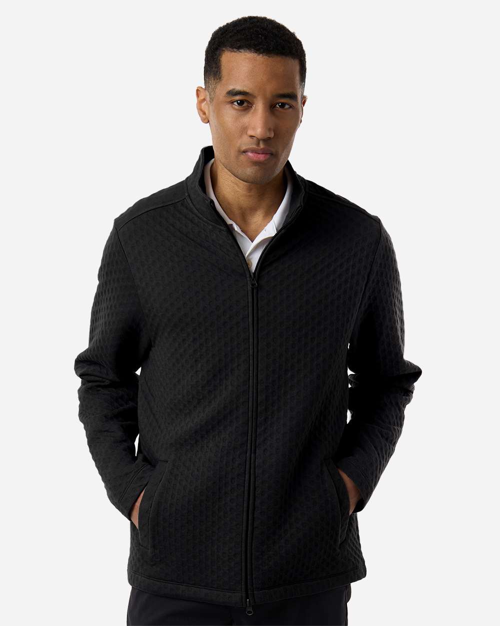 Devon & Jones DG740 Men’s Berkley Textured Full-Zip Jacket — Black