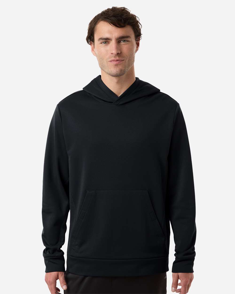 Team 365 TT400 Unisex Squad Hooded Tech Fleece Pullover — Black
