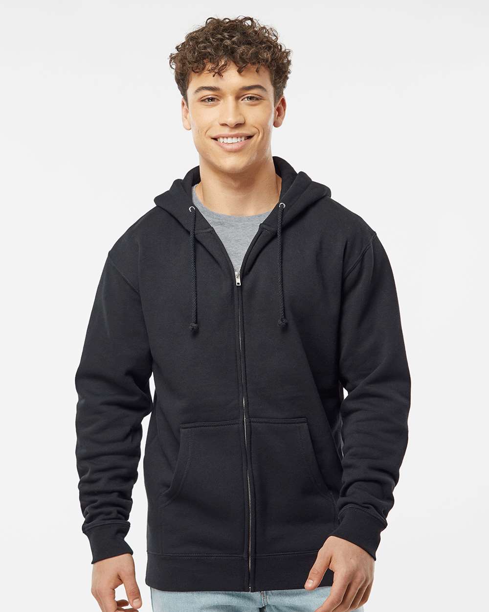 Independent Trading Co. IND4000Z Unisex Heavyweight Full-Zip Hooded Sweatshirt — Black
