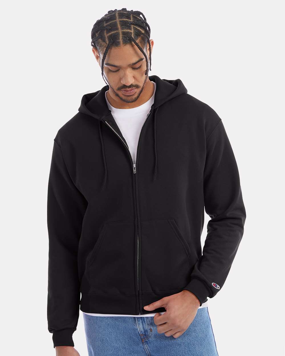 Champion S800 Unisex Powerblend® Full-Zip Hooded Sweatshirt — Black